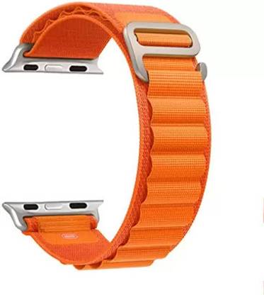 HiWatch AlpNylon Bands/Straps Compatible with ine Loop Watch 49mm 45mm 44mm 42mm Men & Women, Adjustable Strap with Metal G-Hook Premium Strap in orange color for iWatch Ultra Series SE 8 7 6 5 4 3 2 1 (Only Alpine Loop Strap for Apple iWatch, Watch NOT Included) Smart Watch Strap