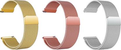 ACM Pack of 3 Watch Strap Magnetic for Boat Wave Beat Belt (Gold/Rose Gold/Silver) Smart Watch Strap