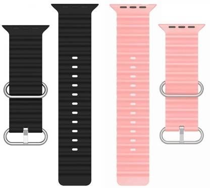 BLACK LOVIES Watch Strap Compatible with Apple Watch Straps 42mm 44mm, Soft Silicone Belt Sport Wristbands Smart Watch Band for iWatch Series SE 6/5/4/3/2/1 (PACK OF 2) Smart Watch Strap (BLACK- WHITE) Smart Watch Strap