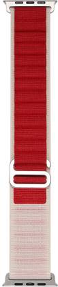 ABSOLUTE LIFESTYLE Alpine Loop Nylon Bands/Straps Compatible with Watch 49mm 45mm 44mm 42mm Men & Women, Adjustable Strap with Metal G-Hook Premium White With Red Strap for iWatch Ultra Series SE 8 7 6 5 4 3 2 1 (Only Alpine Loop Strap, Watch NOT Included) Smart Watch Strap