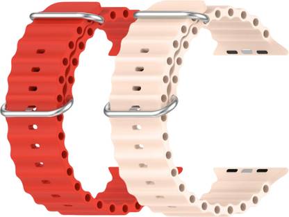 Geo SPORTS Silicone Ocean Adjustable Metal-Hook Premium Red and Pink straps Smart Watch Strap