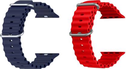 Priavy Ocean Smart Watch Strap Belt for Ultra Watch 49 mm, Series 8 / 7 45 mm, Series 6 / 5 / 4 44 mm, Series 3 42 mm, T800 Ultra, Watch 8 Ultra, i8 Pro Max, W26, T800. Smart Watch Strap(Blue, Red ) Smart Watch Strap