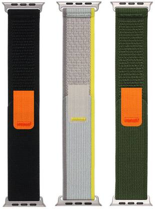 BLACK LOVIES Nylon Trail Loop Smart Watch Strap Belt for Ultra Watch 49 mm, Series 8 / 7 45 mm, Series 6 / 5 / 4 44 mm, Series 3 / 2 / 1 42 mm, T800 Ultra, Watch 8 Ultra, i8 Pro Max, W26, T800 Smart Watch Strap
