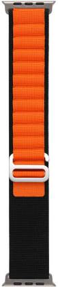 ABSOLUTE LIFESTYLE Alpine Loop Nylon Bands/Straps Compatible with Watch 49mm 45mm 44mm 42mm Men & Women, Adjustable Strap with Metal G-Hook Premium Orange with Black Strap for iWatch Ultra Series SE 8 7 6 5 4 3 2 1 (Only Alpine Loop Strap, Watch NOT Included) Smart Watch Strap