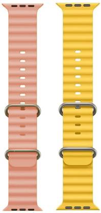 Antoj Smart Watch strap for T800, T900, T10, I8 pro,I7 pro, S8 ultra, watch 8, Watch 9 of size 49mm 45mm 44mm 42mm(Pink, Yellow ) Smart Watch Strap