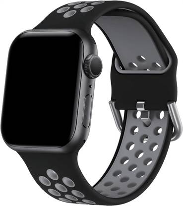 DailyObjects Black-Gray Sports Silicone Compatible With Apple WatchBand (42/44/45/49mm) Smart Watch Strap