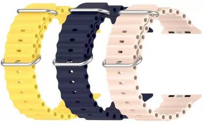 FORTUNATE Silicone Ocean Adjustable Metal-Hook Premium Watch Strap for Apple Watch Series 8 7 6 5 4 3 2 1 SE, T800, HW12, HW13, HW16, K16, K17, A2, i7 PRO MAX, i8 PRO MAX, Watch Ultra, Series 25 Smart Watch Strap