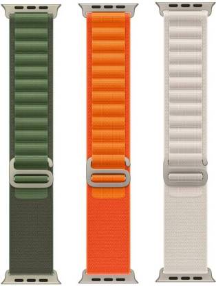 Priavy Smart Watch Strap alpine loop Belt for Ultra Watch 49 mm, Series 8 / 7 45 mm, Series 6 / 5 / 4 44 mm, Series 3 / 2 / 1 42 mm, T800 Ultra, Watch 8 Ultra, i8 Pro Max, W26, T800(green,orange,white ) Smart Watch Strap