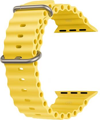 Priavy Ocean Smart Watch Strap Belt for Ultra Watch 49 mm, Series 8 / 7 45 mm, Series 6 / 5 / 4 44 mm, Series 3 42 mm, T800 Ultra, Watch 8 Ultra, i8 Pro Max, W26, T800. Smart Watch Strap(Yellow) Smart Watch Strap