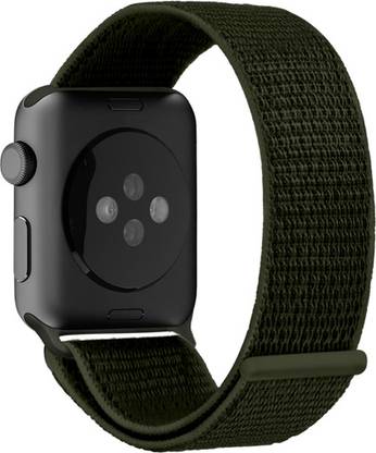 DailyObjects Army Green Lightweight Loop Nylon WatchBands/Straps Compatible with Apple Watch 38mm/40mm/41mm | Sporty Adjustable Strap with Premium Velcro closure Strap for Apple iWatch Ultra Series SE 8 7 6 5 4 3 2 1 (Watch NOT Included) Smart Watch Strap