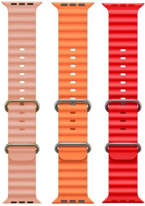 Antoj Smart Watch strap for T800, T900, T10, I8 pro,I7 pro, S8 ultra, watch 8, Watch 9 of size 49mm 45mm 44mm 42mm(Pink, ornage, red ) Smart Watch Strap