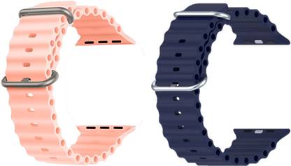Priavy Ocean Smart Watch Strap Belt for Ultra Watch 49 mm, Series 8 / 7 45 mm, Series 6 / 5 / 4 44 mm, Series 3 42 mm, T800 Ultra, Watch 8 Ultra, i8 Pro Max, W26, T800. Smart Watch Strap(Pink, Blue ) Smart Watch Strap