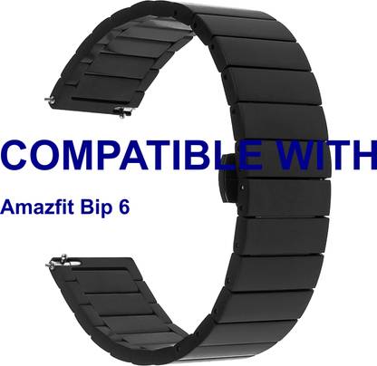 ACM WSM5F22BK3877 Watch Strap Steel Metal Belt 22mm for Amazfit Bip 6 Smartwatch Black Smart Watch Strap