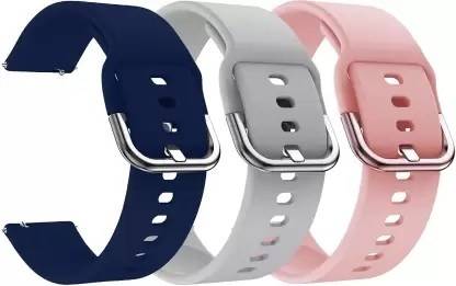 Cheetah Pack of 3 Silicon Belt 22mm Strap with Metal Buckle for Realme Dizo (Multicolor) Smart Watch Strap (Blue, Grey, Pink) deal from flipkart