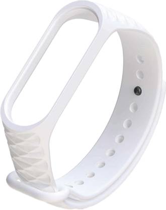 Microcart Silicone Strap for models Xiaomi Mi Band 3 and Mi Band 4, with Diamond design and White color (Device not included) Smart Band Strap
