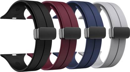 DARKFIT Magnetic Clasp Silicone Bands/Straps Compatible with Watch 49mm 46mm 45mm 44mm 42mm, Wrist Size Adjustable Magnetic Strap for iWatch Ultra & Ultra 2 Series SE 10 9 8 7 6 5 4 3 2 1 (Only 4 Straps, Watch Not Included) Pack of 4, Smart Watch Strap