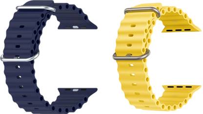 Priavy Ocean Smart Watch Strap Belt for Ultra Watch 49 mm, Series 8 / 7 45 mm, Series 6 / 5 / 4 44 mm, Series 3 42 mm, T800 Ultra, Watch 8 Ultra, i8 Pro Max, W26, T800. Smart Watch Strap(Blue, yellow ) Smart Watch Strap