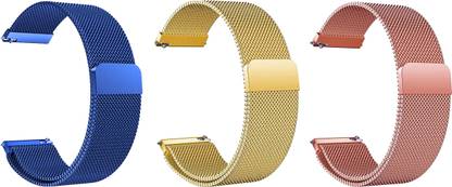 ACM Pack of 3 Strap Magnetic for Asus Zenwatch 2 41mm 1.61 (Blue/Gold/Rose Gold) Smart Watch Strap