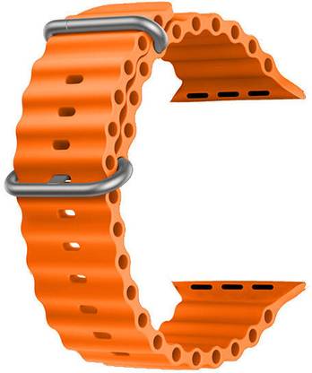 Priavy Ocean Smart Watch Strap Belt for Ultra Watch 49 mm, Series 8 / 7 45 mm, Series 6 / 5 / 4 44 mm, Series 3 42 mm, T800 Ultra, Watch 8 Ultra, i8 Pro Max, W26, T800. Smart Watch Strap(Orange) Smart Watch Strap