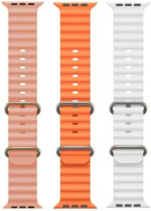 Antoj Smart Watch strap for T800, T900, T10, I8 pro,I7 pro, S8 ultra, watch 8, Watch 9 of size 49mm 45mm 44mm 42mm(Pink, ornage, white ) Smart Watch Strap