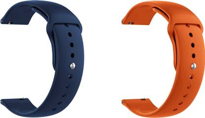 ACM Pack of 2 Watch Strap for Mobvoi Ticwatch E Smartwatch (Dark Blue/Orange) Smart Watch Strap