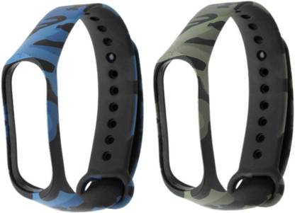Epaal Camouflage Pattern Green & Blue Straps Combo Straps for Mi Band 4 & Mi Band 3 Smart Watch Strap