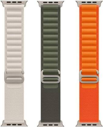 ABSOLUTE LIFESTYLE Loop Nylon Bands/Straps Compatible with Watch 49mm 45mm 44mm 42mm Men & Women, Adjustable Strap with Metal G-Hook Premium White ,Green and Orange Strap for iWatch Ultra Series SE 8 7 6 5 4 Loop Strap, Watch NOT Included) Smart Watch Strap