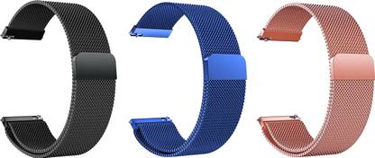 ACM Pack of 3 Strap Magnetic for Daniel Klein D-Smart Dsm.90001 (Black/Blue/R Gold) Smart Watch Strap