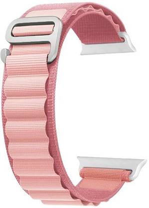 ABSOLUTE LIFESTYLE Alpine Loop Nylon Bands/Straps Compatible with Watch 49mm 45mm 44mm 42mm Men & Women, Adjustable Strap with Metal G-Hook Premium pink Strap for iWatch Ultra Series SE 8 7 6 5 4 3 2 1 (Only Alpine Loop Strap, Watch NOT Included) Smart Watch Strap