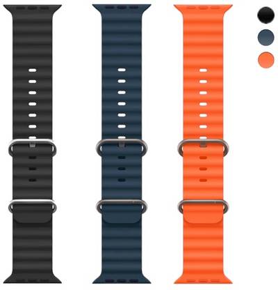 onefit Premium Ocean Loop Strap Watch Band for Apple Watch 42mm/44mm/45mm/49mm (Only Ocean Loop, Watch NOT Included) (PACK OF 3) Smart Watch Strap