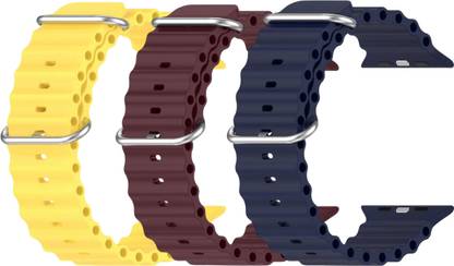 Geo SPORTS Silicone Ocean Adjustable Metal-Hook Premium Yellow, Purple and Navyblue straps Smart Watch Strap
