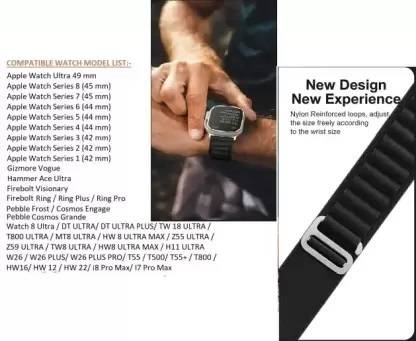 Alpha Electronics Alpine Loop Compatible with Apple Watch Ultra Strap 49mm 45mm 44mm 42mm, Nylon Sports Loop Metal G-Hook Braided Strap for iWatch Series SE/8/7/6/5/4/3/2/1 [Watch Not Included] Smart Watch Strap