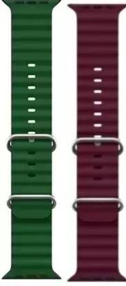 ASKOVID ( Combo Pack of 2 ) Ocean Smart Watch Strap Belt for Ultra Watch 49 mm, Series 8 / 7 45 mm, Series 6 / 5 / 4 44 mm, Series 3 / 2 / 1 42 mm, T800 Ultra, Watch 8 Ultra, i8 Pro Max, W26, T800 Smart Watch Strap