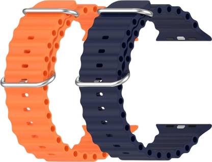 Geo SPORTS Silicone Ocean Adjustable Metal-Hook Premium Orange and Blue straps Smart Watch Strap