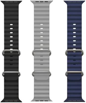 PREMBROTHERS Silicone Ocean Band Straps 49mm 45mm 44mm 42mm, Compatible with Apple Watch Ultra Adjustable Breathable Sport Loop for iWatch Ultra 2, Ultra Series 9 8 7 6 5 4 SE/SE2 3 2 1 (Watch Not Included) Smart Watch Strap