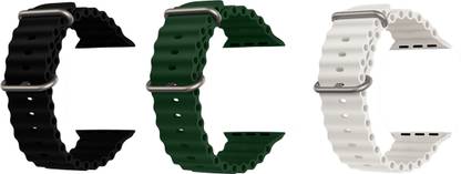 Priavy Ocean Smart Watch Strap Belt for Ultra Watch 49 mm, Series 8 / 7 45 mm, Series 6 / 5 / 4 44 mm, Series 3 42 mm, T800 Ultra, Watch 8 Ultra, i8 Pro Max, W26, T800. Smart Watch Strap(Black, Green, White ) Smart Watch Strap