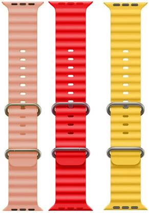 Antoj Smart Watch strap for T800, T900, T10, I8 pro,I7 pro, S8 ultra, watch 8, Watch 9 of size 49mm 45mm 44mm 42mm(Pink, red,Yellow ) Smart Watch Strap
