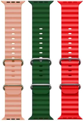 Antoj Smart Watch strap for T800, T900, T10, I8 pro,I7 pro, S8 ultra, watch 8, Watch 9 of size 49mm 45mm 44mm 42mm(Pink, green, red ) Smart Watch Strap