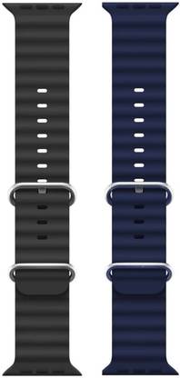 Flipkart SmartBuy Ocean Smart Watch Strap Belt for Ultra Watch 49 mm, Series 8 / 7 45 mm, Series 6 / 5 / 4 44 mm, Series 3 / 2 / 1 42 mm, T800 Ultra, Watch 8 Ultra, i8 Pro Max, W26, T800. Smart Watch Strap(Black,Blue) Smart Watch Strap