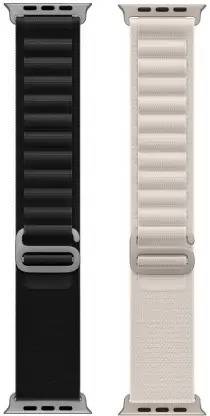 HiWatch Alpine Loop Nylon Bands/Straps Compatible with Watch 49mm 45mm 44mm 42mm Men & Women, Adjustable Strap with Metal G-Hook Premium white and black color Strap for iWatch Ultra Series SE 8 7 6 5 4 3 2 1 (Only Alpine Loop Strap for Apple iWatch, Watch NOT Included) Smart Watch Strap