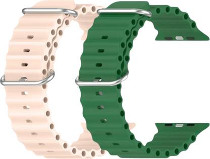 Geo SPORTS Silicone Ocean Adjustable Metal-Hook Premium green and pink straps Smart Watch Strap