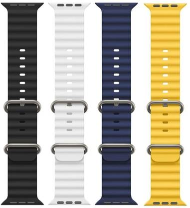 Antoj Smart Watch Strap Belt for Ultra Watch 49 mm, Series 8 / 7 45 mm, Series 6 / 5 / 4 44 mm, Series 3 42 mm, T800 Ultra, Watch 8 Ultra, i8 Pro Max, W26, T800 Ocean (white , blue, black, yellow) Smart Watch Strap