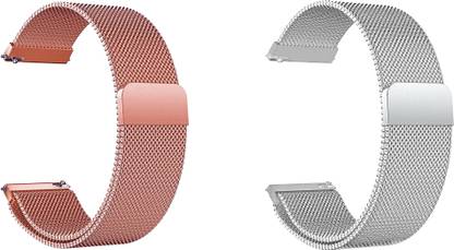 ACM Pack of 2 Watch Strap Magnetic for Gizmore Gizfit 904 (Rose Gold/Silver) Smart Watch Strap