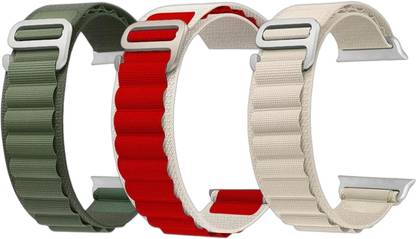 TULUA Alpine Loop Nylon Bands/Straps Compatible with Watch 49mm 45mm 44mm 42mm Men & Women, Adjustable Strap with Metal G-Hook Premium Strap (pack of 3 ) Smart Watch Strap