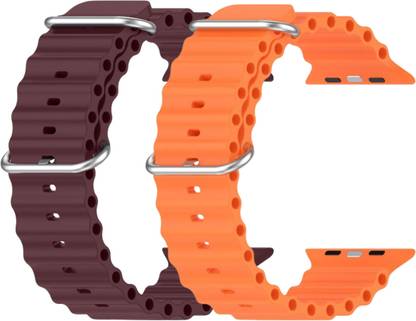 Geo SPORTS Silicone Ocean Adjustable Metal-Hook Premium Orange and purple straps Smart Watch Strap