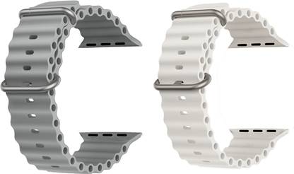 Priavy Ocean Smart Watch Strap Belt for Ultra Watch 49 mm, Series 8 / 7 45 mm, Series 6 / 5 / 4 44 mm, Series 3 42 mm, T800 Ultra, Watch 8 Ultra, i8 Pro Max, W26, T800. Smart Watch Strap(Grey, White) Smart Watch Strap