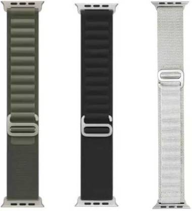 Geo SPORTS Alpine Loop Nylon Bands/Straps Compatible with Watch 49mm 45mm 44mm 42mm Men & Women, Adjustable Strap with Metal G-Hook Premium black, green and white Strap for iWatch Ultra Series SE 8 7 6 5 4 3 2 1 (Only Alpine Loop Strap for Apple iWatch, Watch NOT Included) Smart Watch Strap