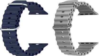 Priavy Ocean Smart Watch Strap Belt for Ultra Watch 49 mm, Series 8 / 7 45 mm, Series 6 / 5 / 4 44 mm, Series 3 42 mm, T800 Ultra, Watch 8 Ultra, i8 Pro Max, W26, T800. Smart Watch Strap(Blue, Grey ) Smart Watch Strap