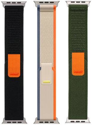 BLACK LOVIES Nylon Trail Loop Smart Watch Strap Belt for Ultra Watch 49 mm, Series 8 / 7 45 mm, Series 6 / 5 / 4 44 mm, Series 3 / 2 / 1 42 mm, T800 Ultra, Watch 8 Ultra, i8 Pro Max, W26, T800 Smart Watch Strap