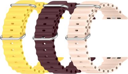 Geo SPORTS Silicone Ocean Adjustable Metal-Hook Premium Yellow, Purple and Pink straps Smart Watch Strap